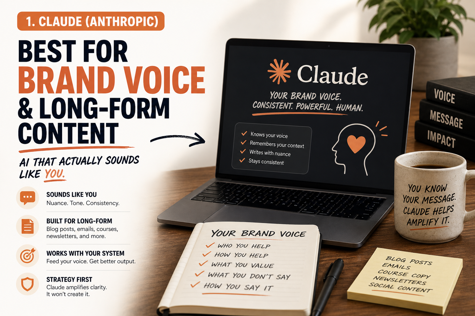 Claude — Best for Brand Voice and Long-Form Content